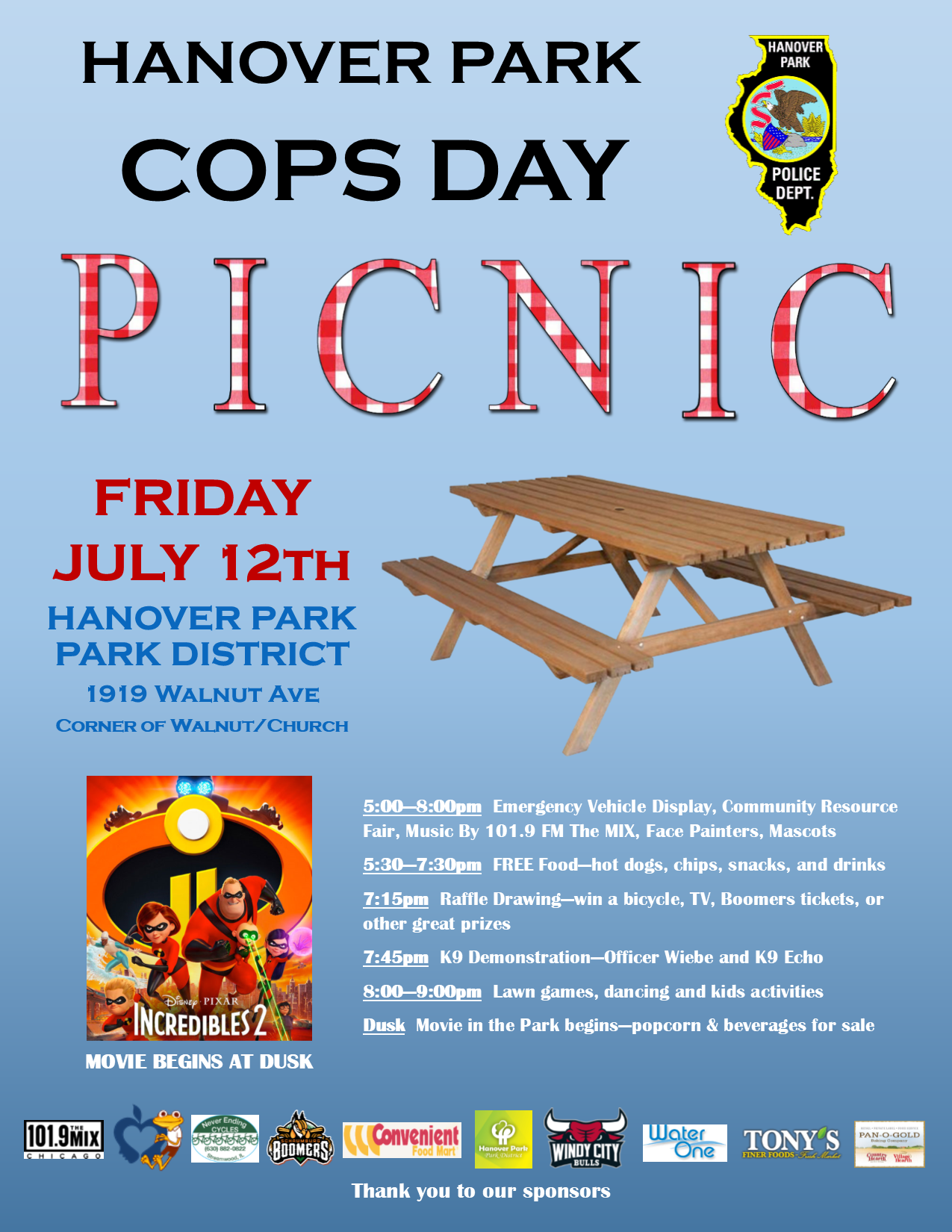 Flyer for COPS Day annual picnic