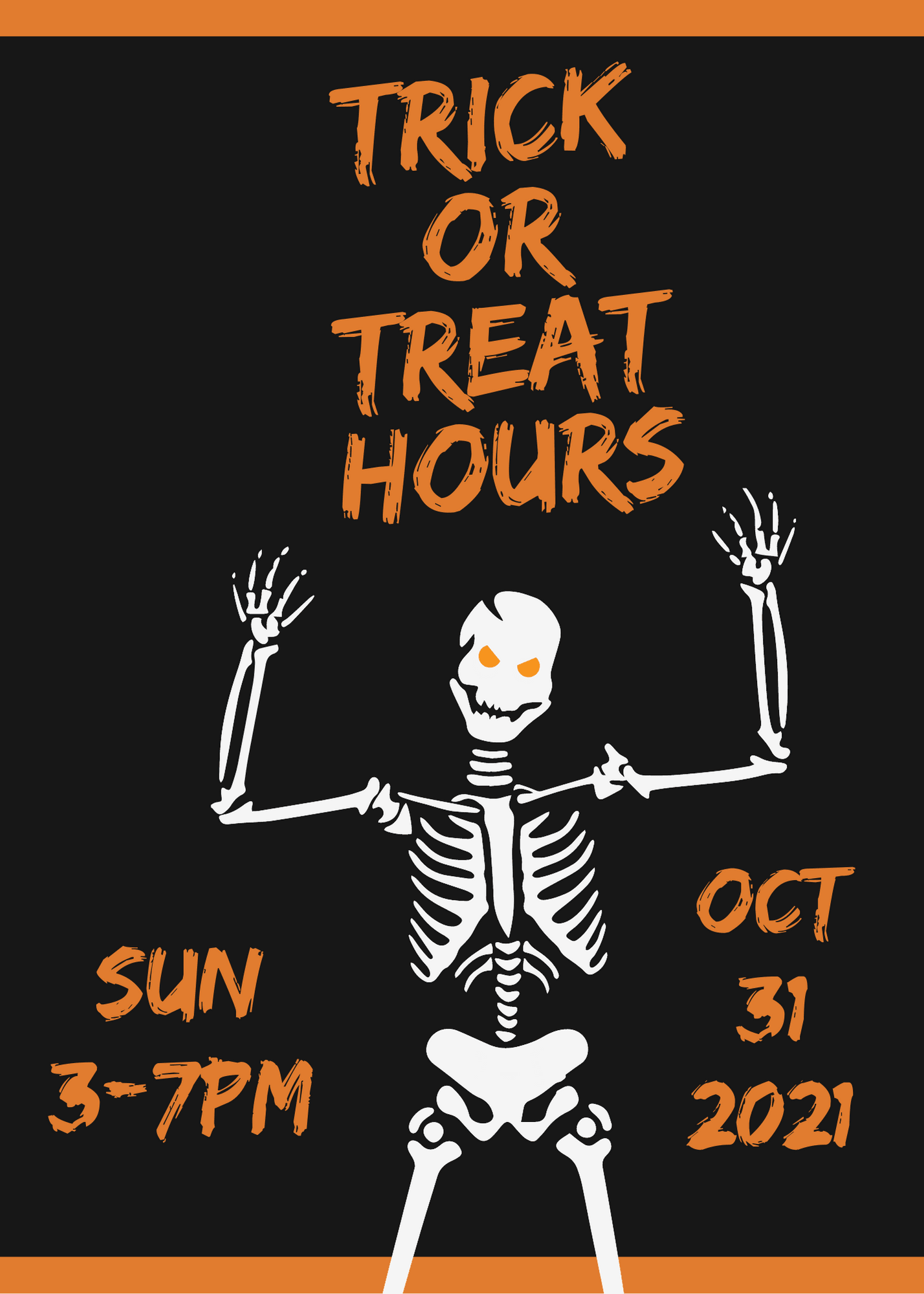 Black and Orange Skeleton Spiderwebs Halloween Party Flyer(1)